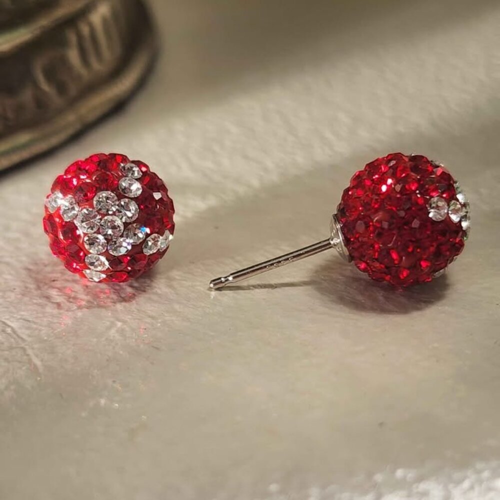 Red Star 10mm Crystal Ball Earrings